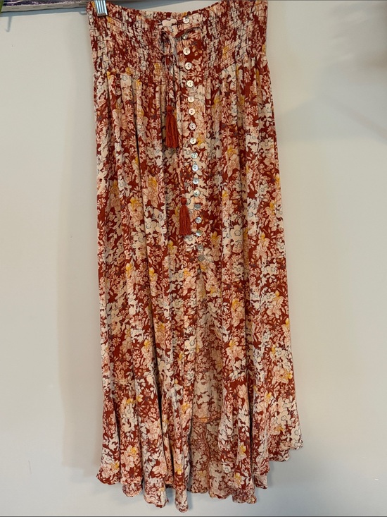 Dresses & Skirts - Floral Button-Front Maxi Skirt in Rust